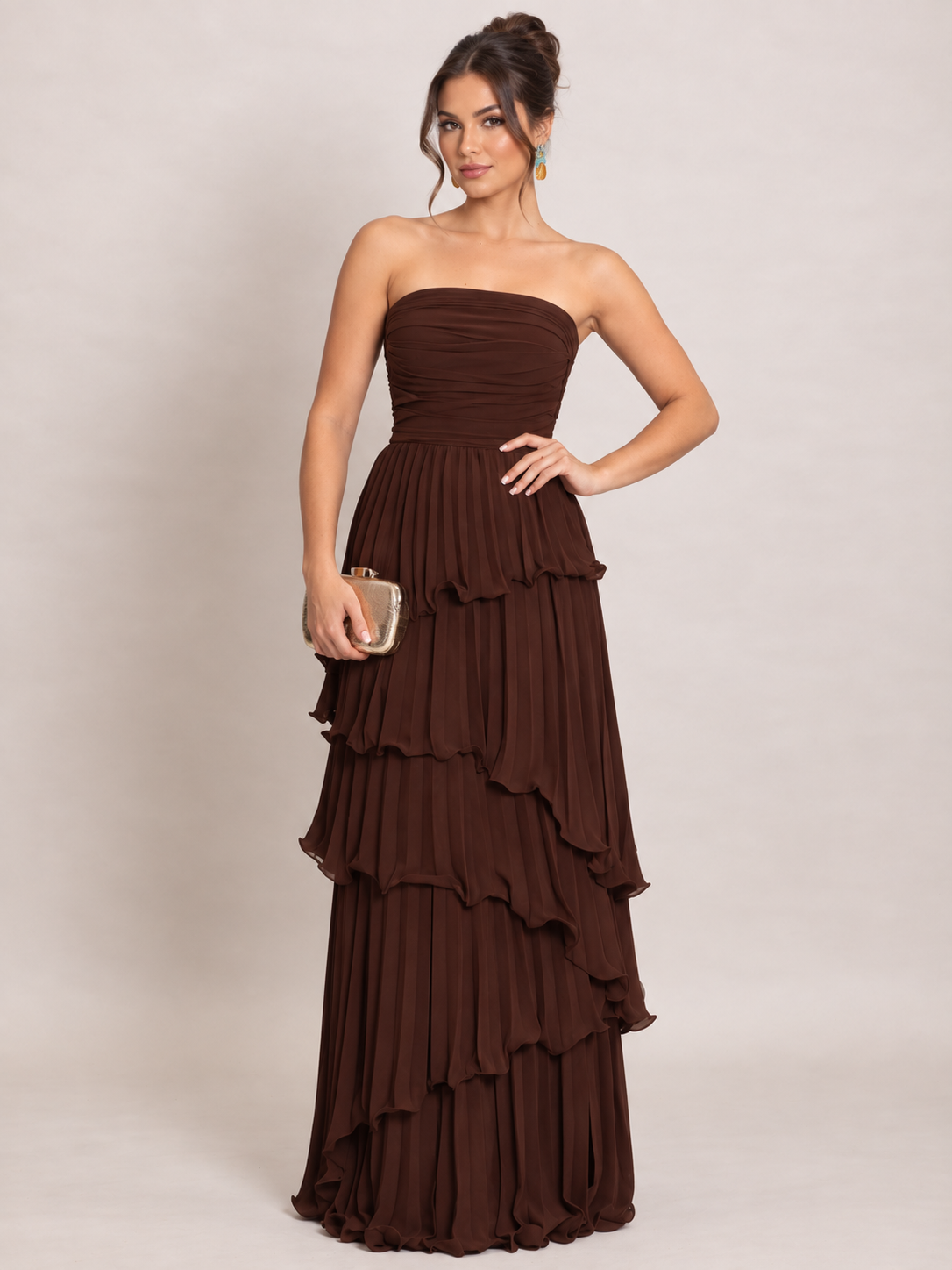 Vestido Longo Tomara que Caia Plissado Celeste