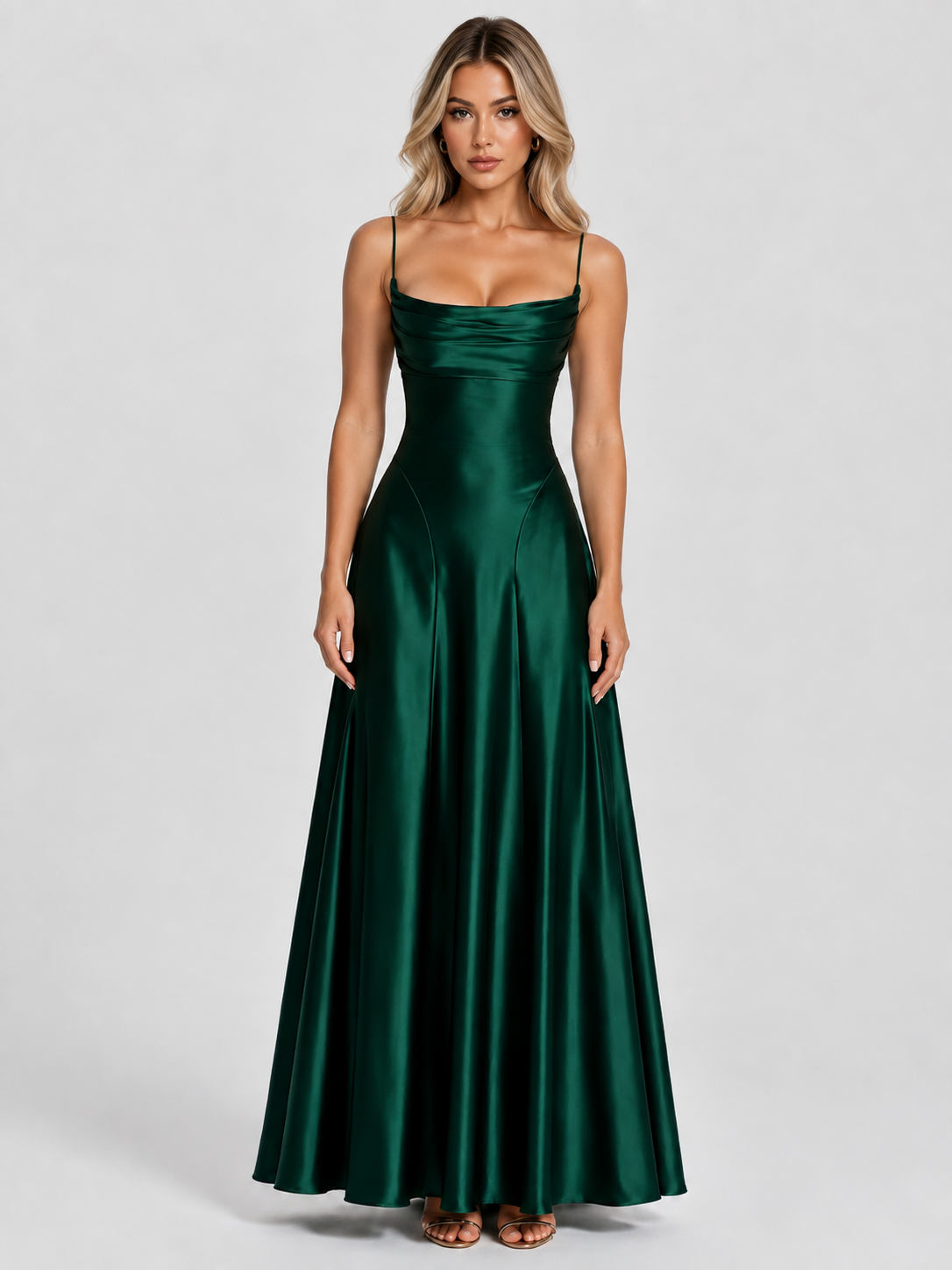 Vestido Longo de Cetim Madeleine