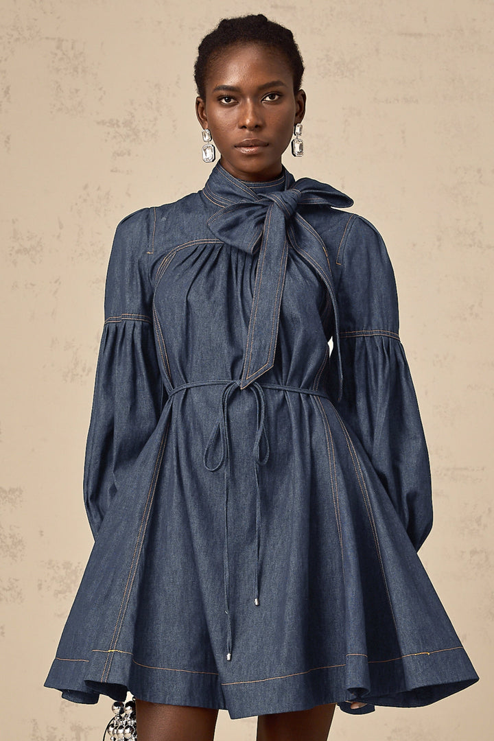 Avellia Mirabel Midnight Stitch Denim Mini Dress