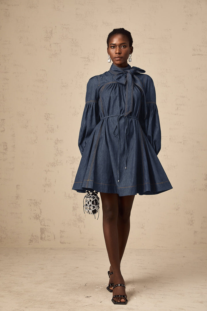 Avellia Mirabel Midnight Stitch Denim Mini Dress