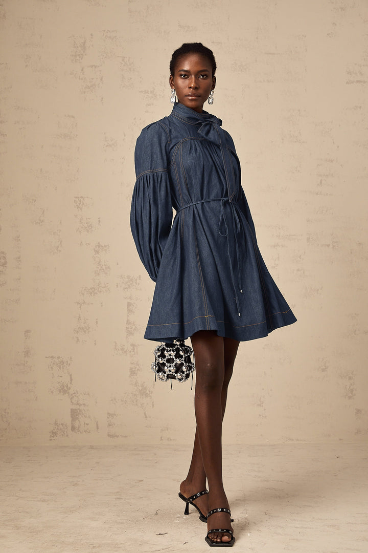 Avellia Mirabel Midnight Stitch Denim Mini Dress