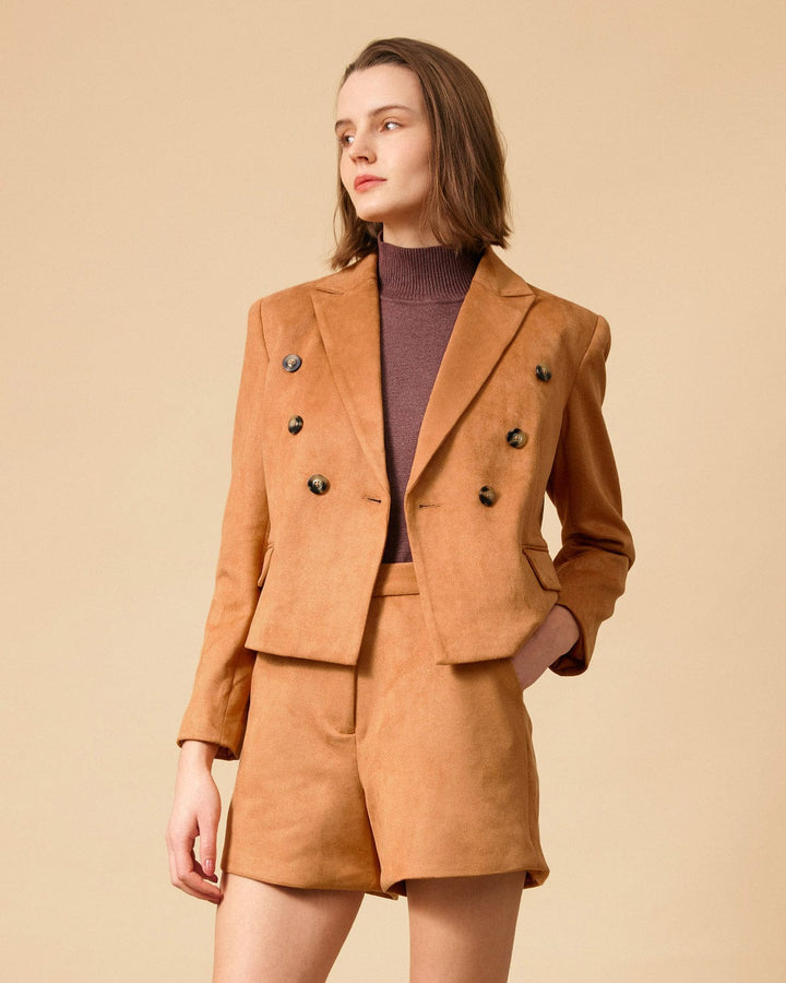 The Ariel Collared Buttons Suede Blazer
