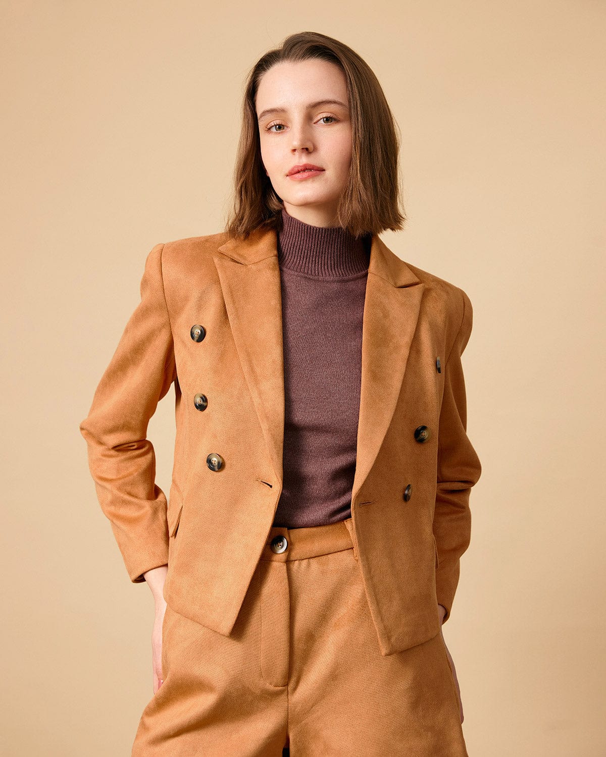 The Ariel Collared Buttons Suede Blazer
