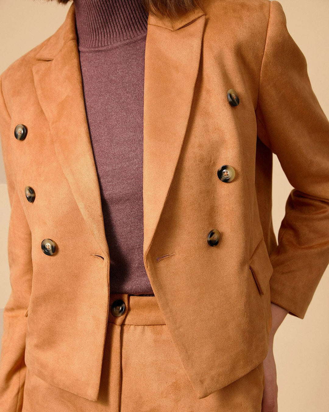 The Ariel Collared Buttons Suede Blazer