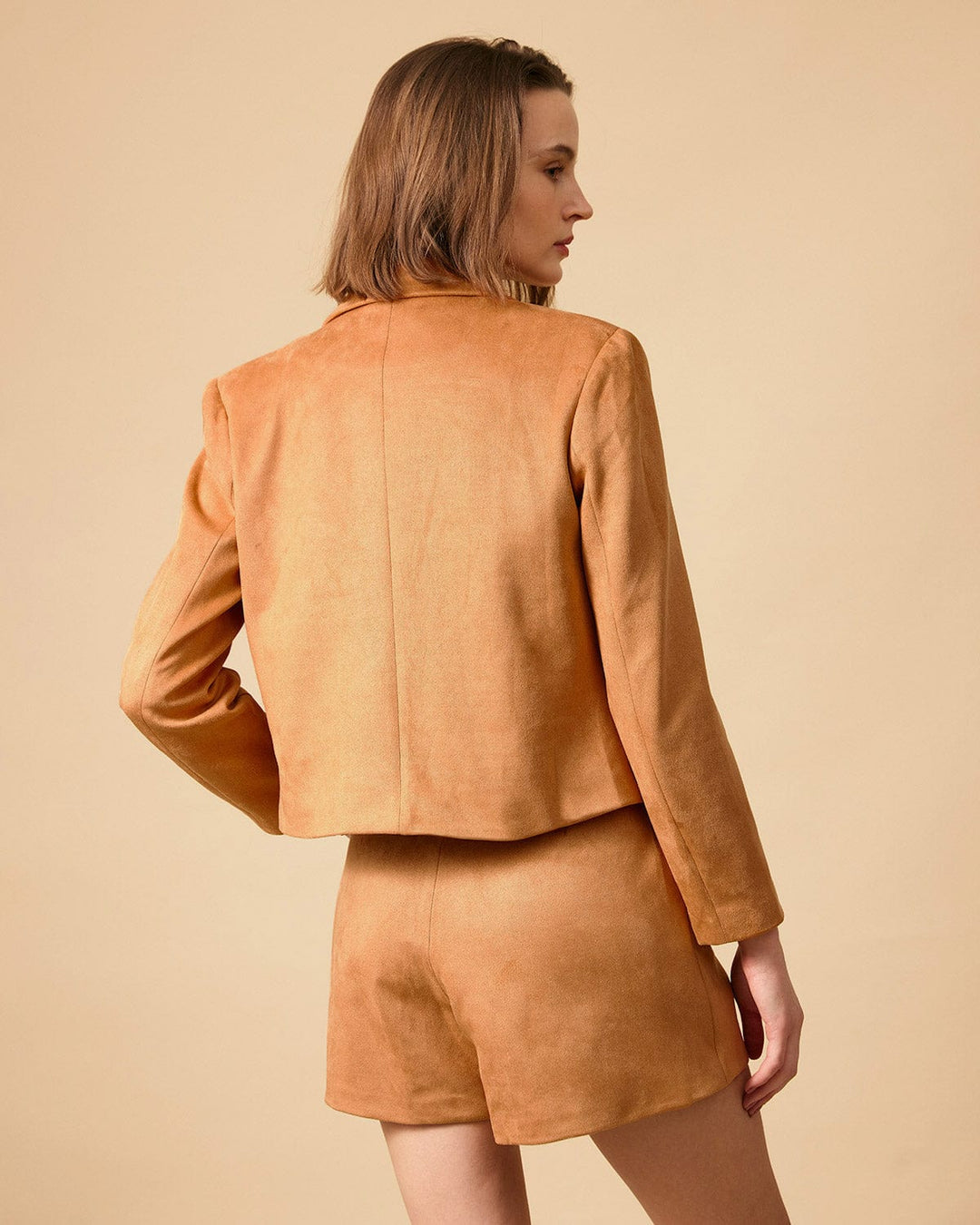 The Ariel Collared Buttons Suede Blazer