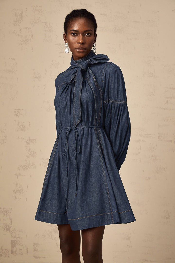 Avellia Mirabel Midnight Stitch Denim Mini Dress