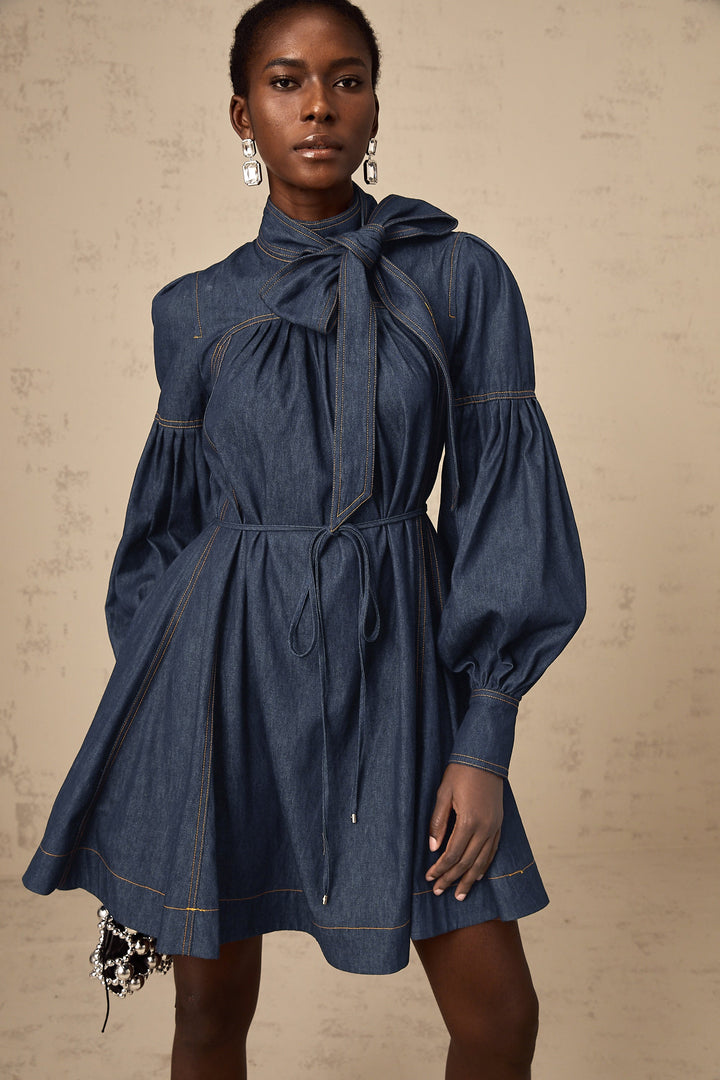 Avellia Mirabel Midnight Stitch Denim Mini Dress