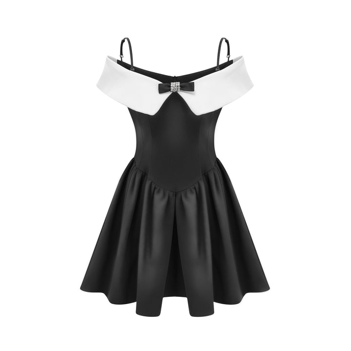 Avellia Deniece Noir Off-Shoulder Mini Dress
