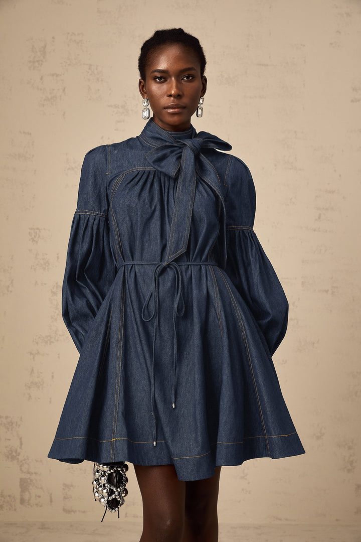 Avellia Mirabel Midnight Stitch Denim Mini Dress