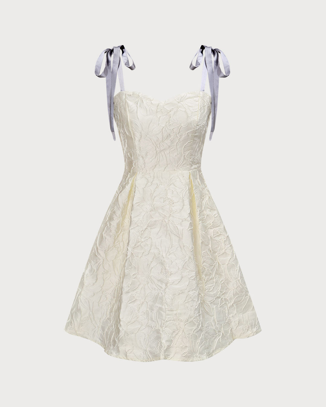 The Off White Jacquard Tie Strap Mini Dress