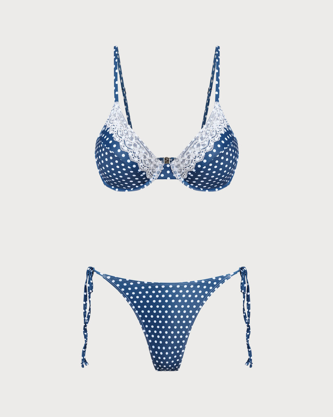 Blue Polka Dot Underwire Bikini Set