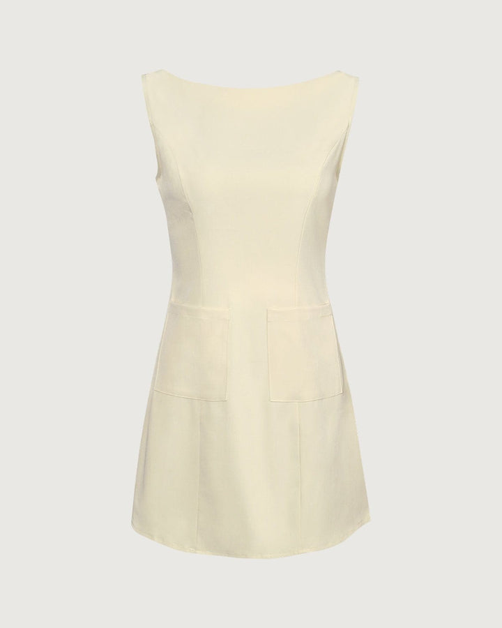 The Yellow Boat Neck Cutout Mini Dress