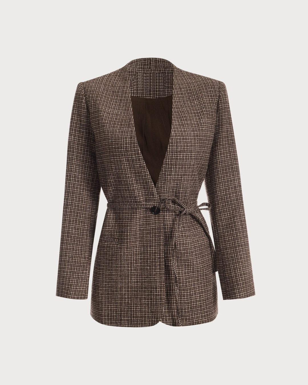 The Artemis V Neck Plaid Single Button Blazer