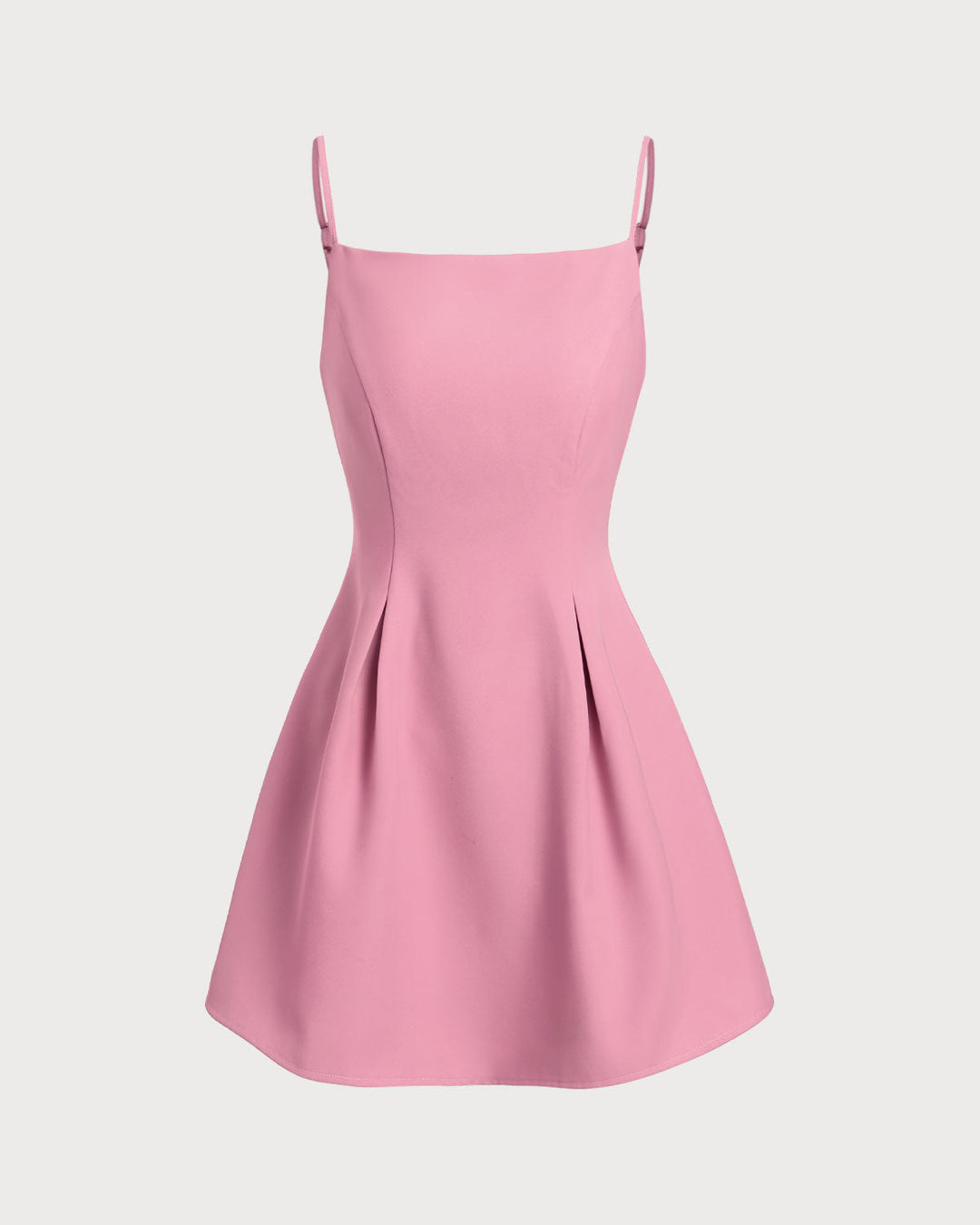 Pink Square Neck Slip Pleated Mini Dress