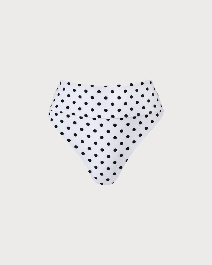 The White Polka Dot High Waist Bikini Bottom