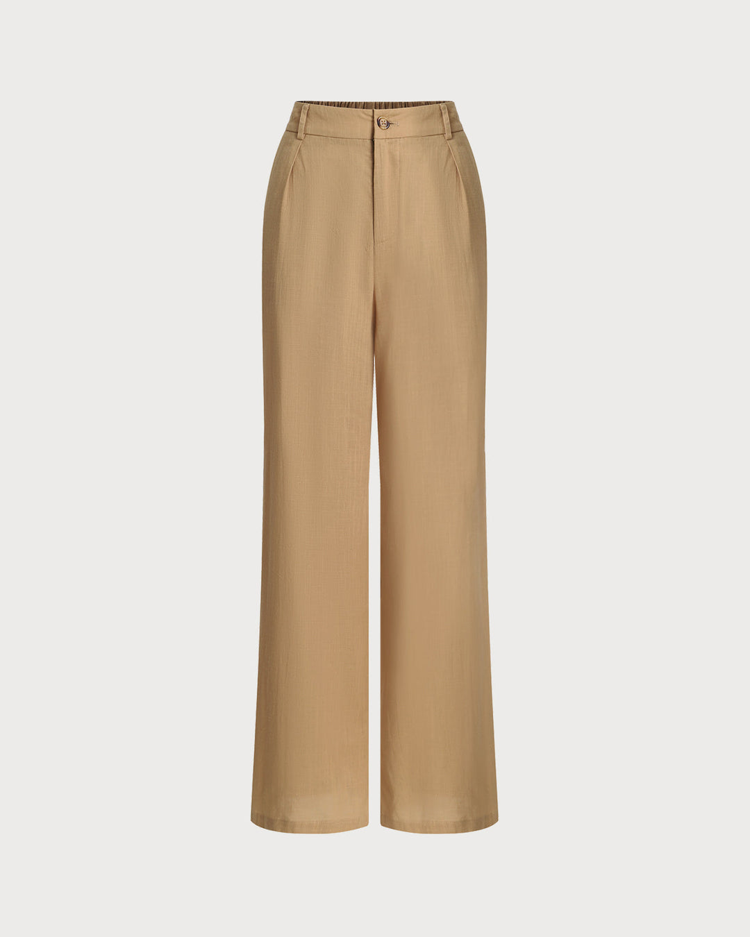 Brown Elastic Waist Pocket Straight Pants