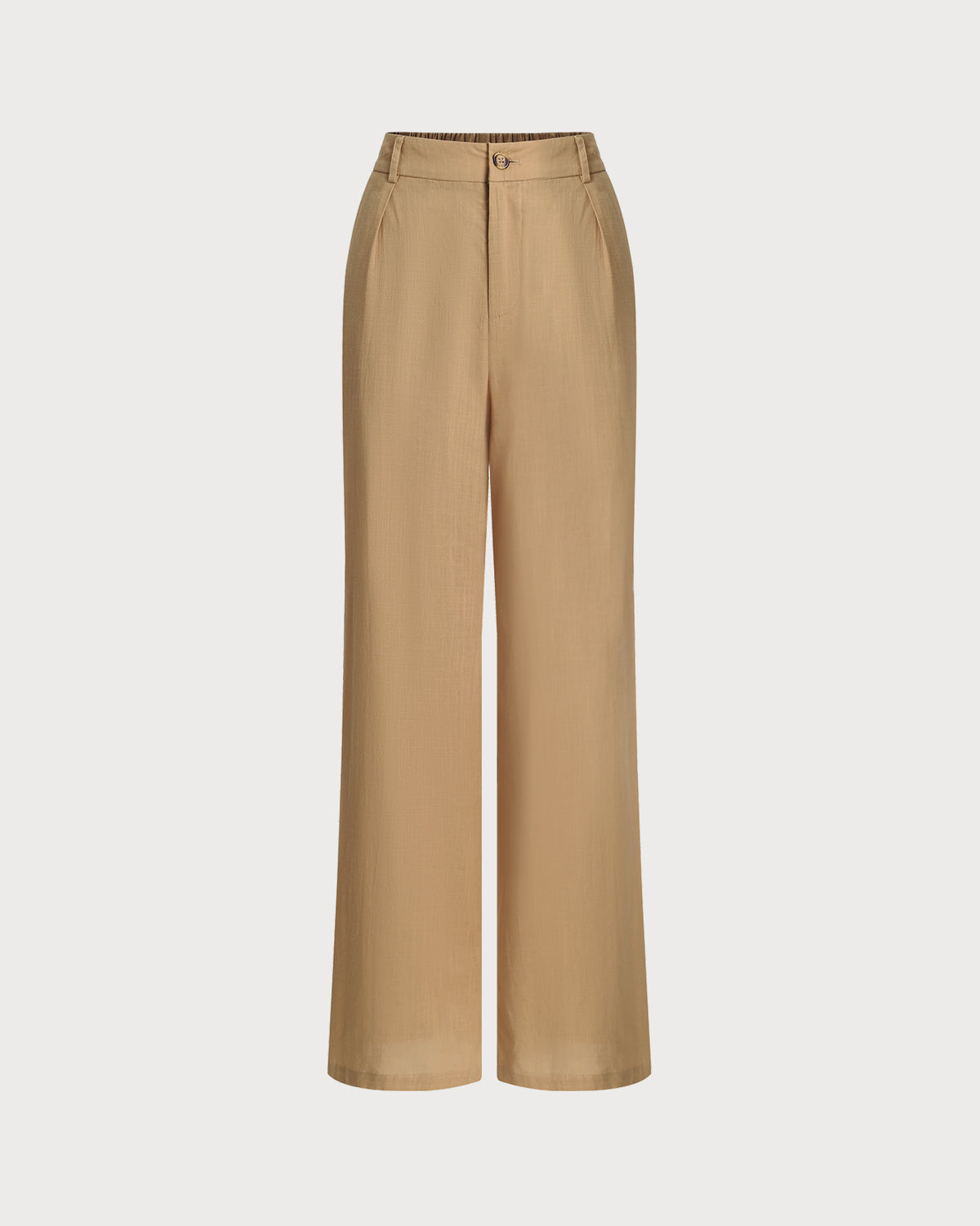 Brown Elastic Waist Pocket Straight Pants