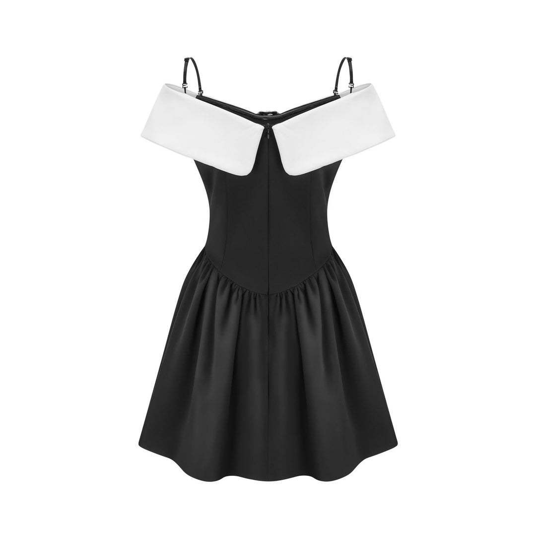 Avellia Deniece Noir Off-Shoulder Mini Dress