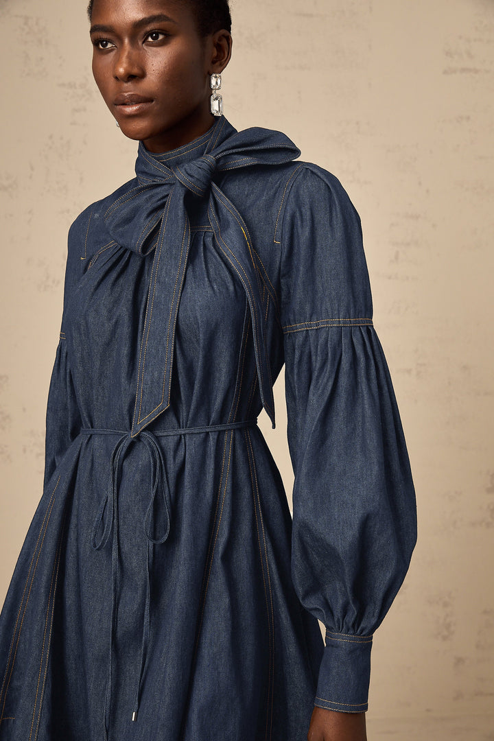 Avellia Mirabel Midnight Stitch Denim Mini Dress