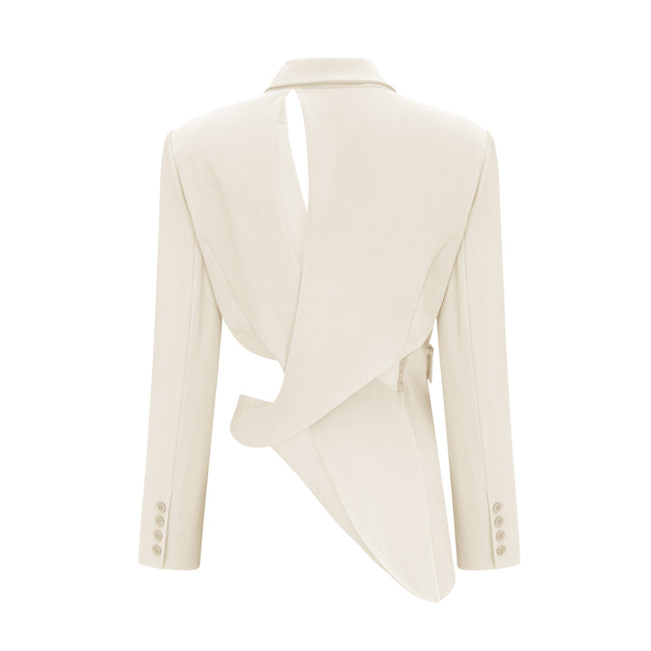 Amelie Neutral Asymmetrical Cut-Out Jacket