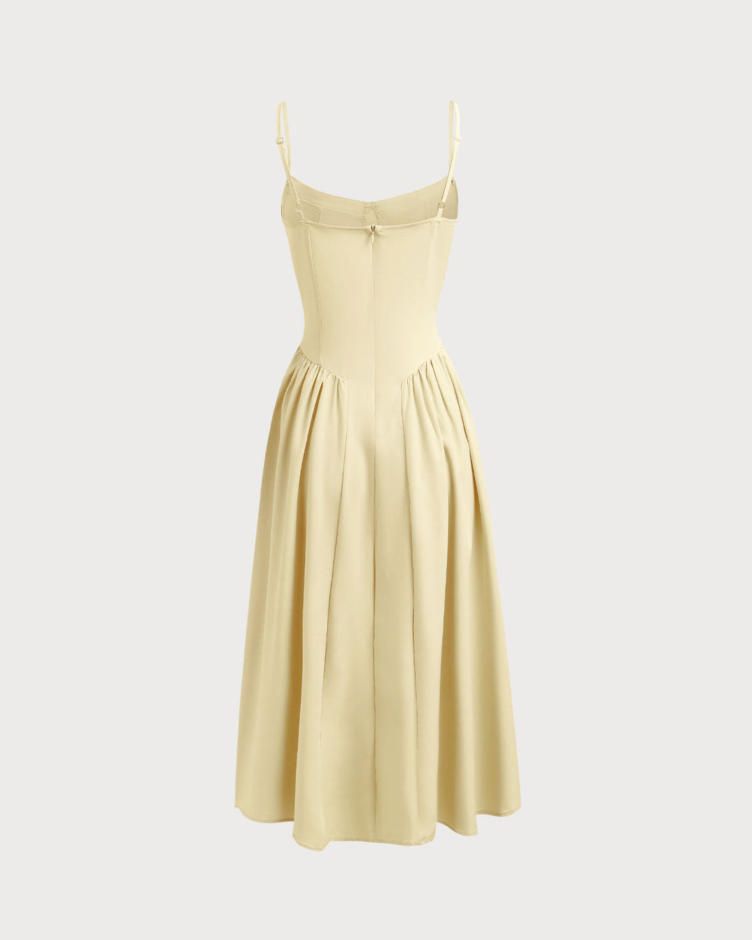 Yellow Square Neck Pocket Slip Midi Dress