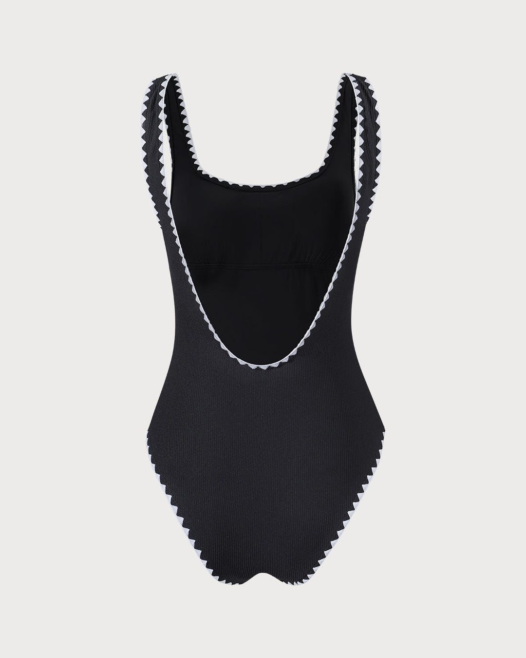 Black Contrast Ribbed One Piece Swimwear