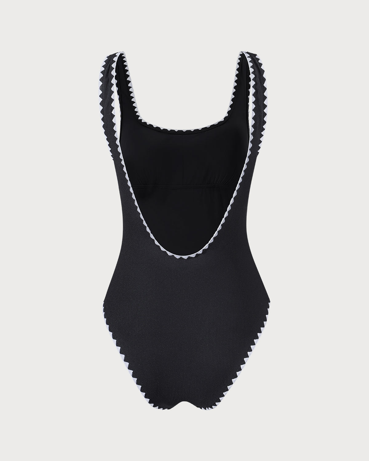 Black Contrast Ribbed One Piece Swimwear