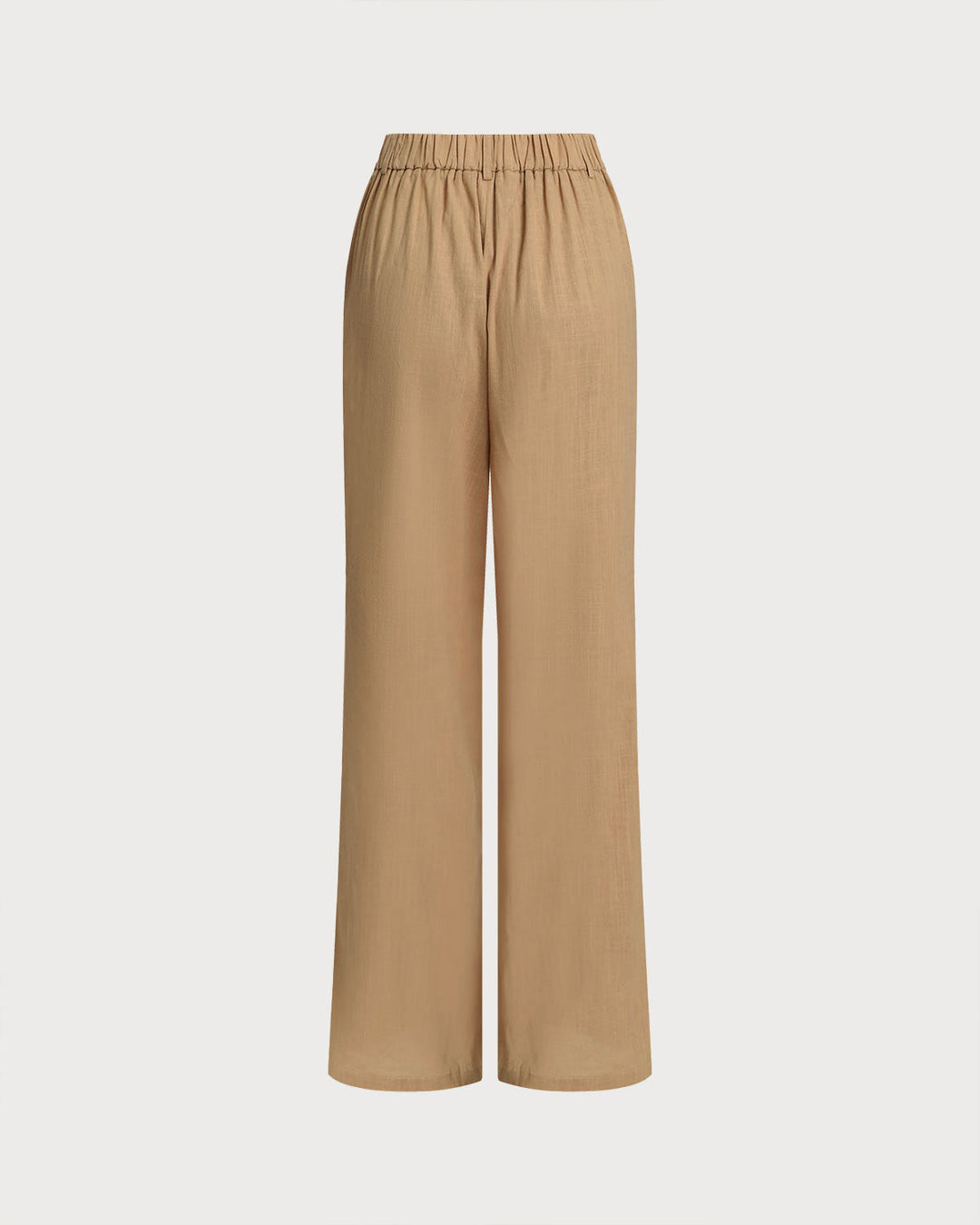 Brown Elastic Waist Pocket Straight Pants