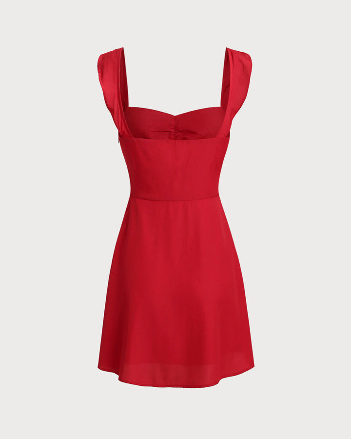 Red Sweetheart Neck Slip Mini Dress