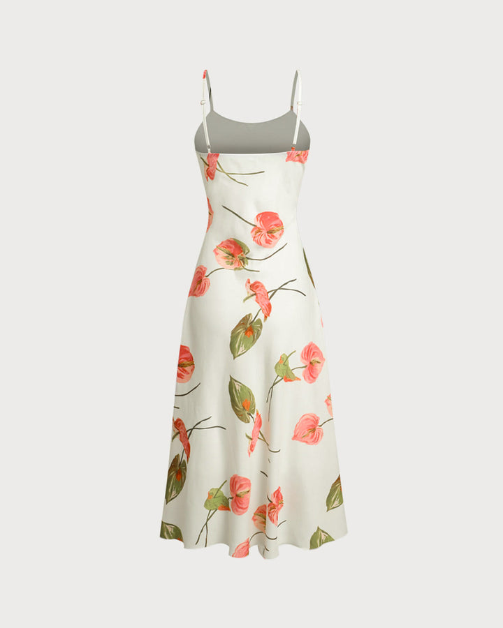 White Floral Slip Midi Dress