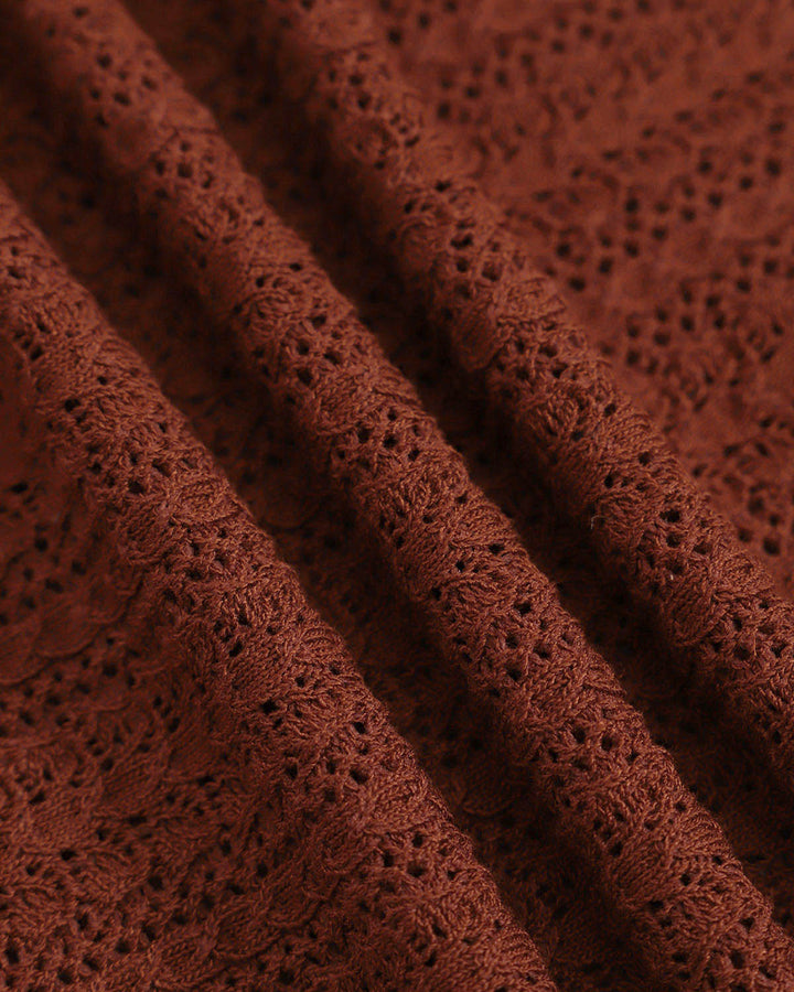 Women's Brown Round Neck Slim Sweater