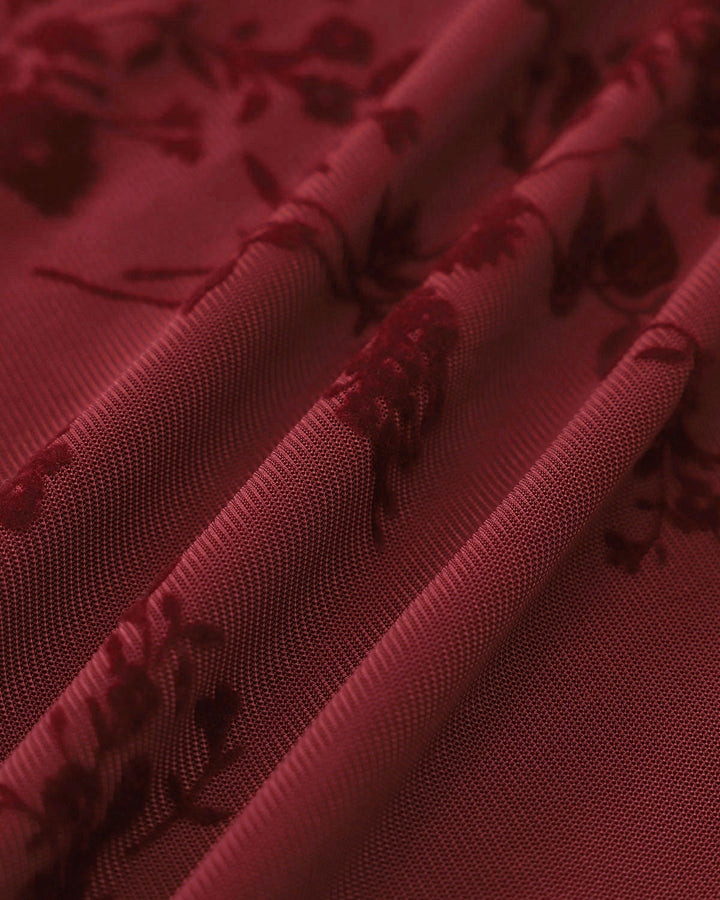 Red Floral Mesh Slip Mini Dress