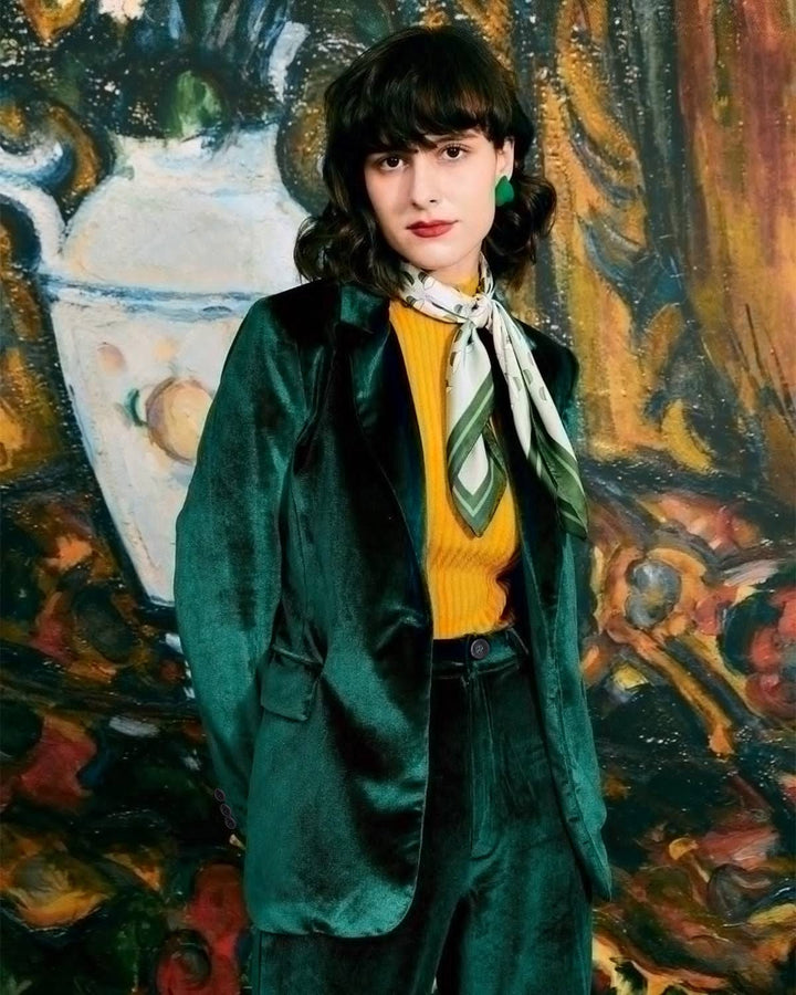 The Celeste Casual One Button Velvet Blazer