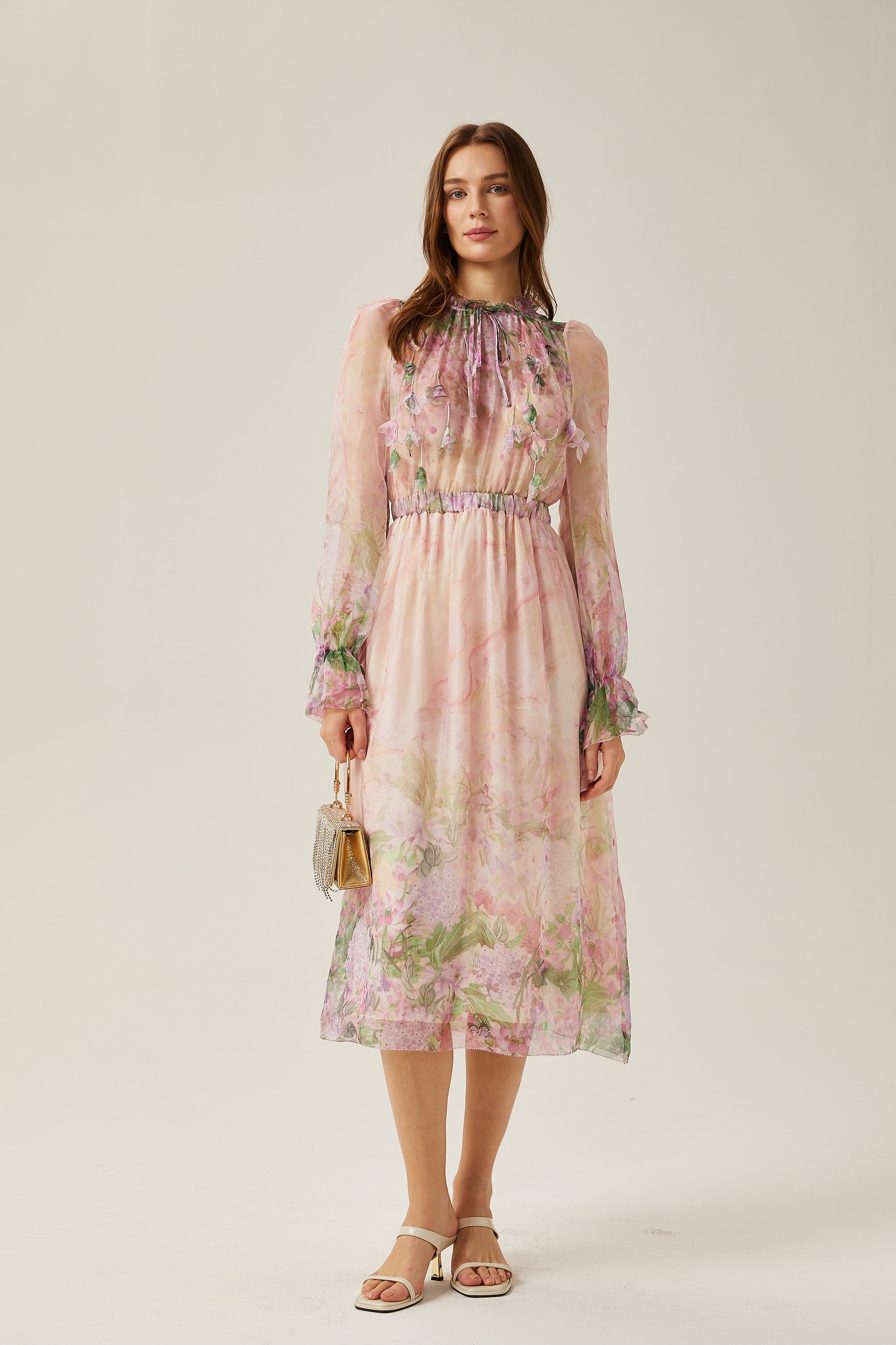 Avellia Flora Cinched-Waist Midi Dress