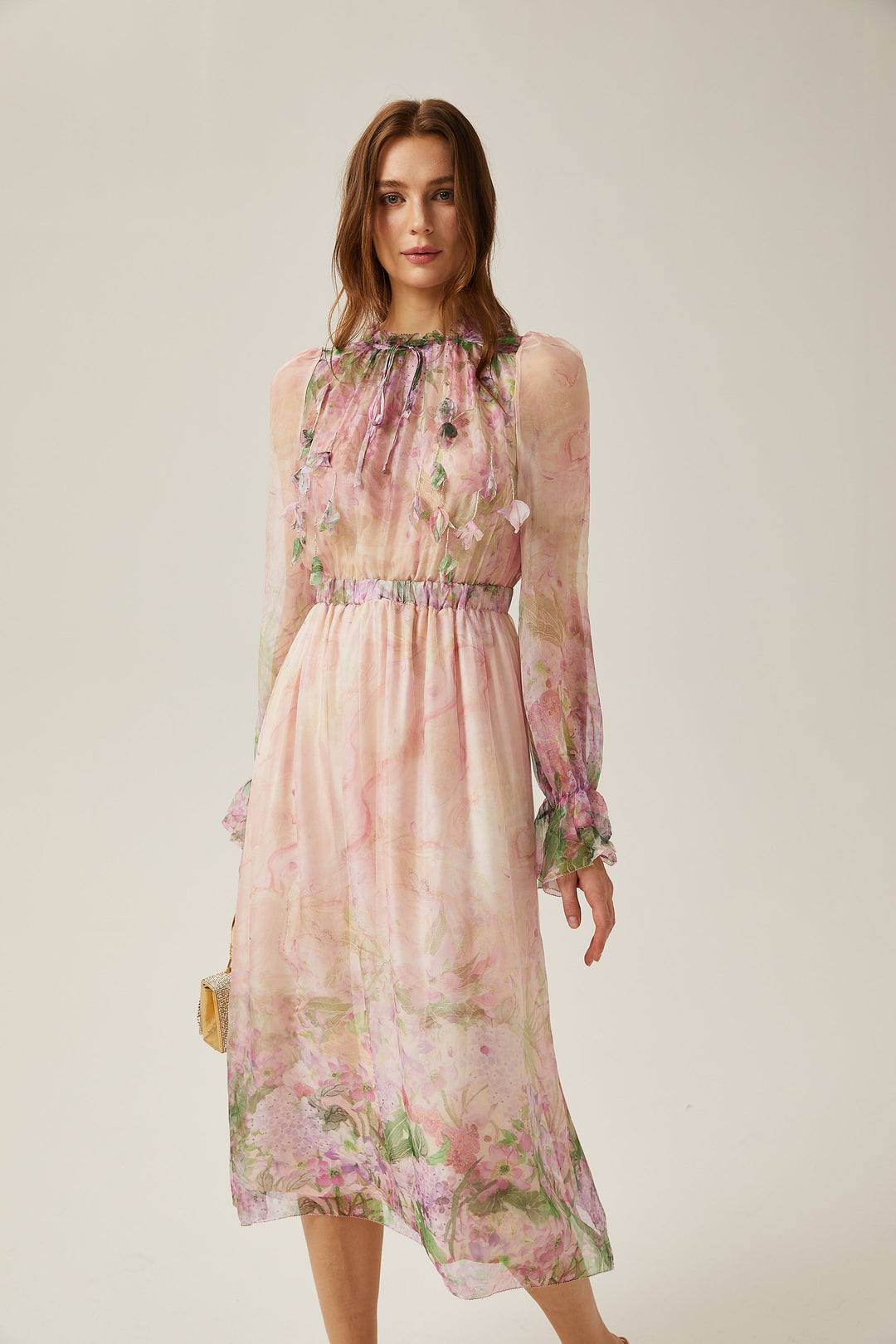 Avellia Flora Cinched-Waist Midi Dress