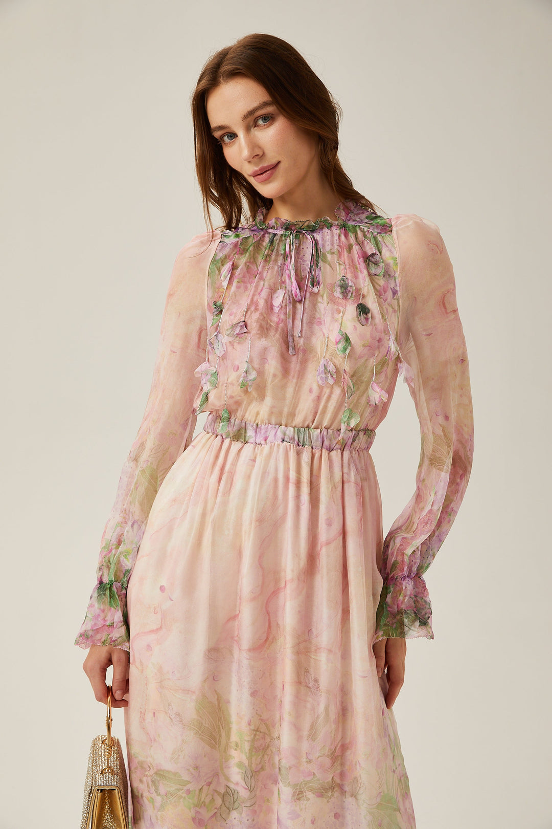 Avellia Flora Cinched-Waist Midi Dress