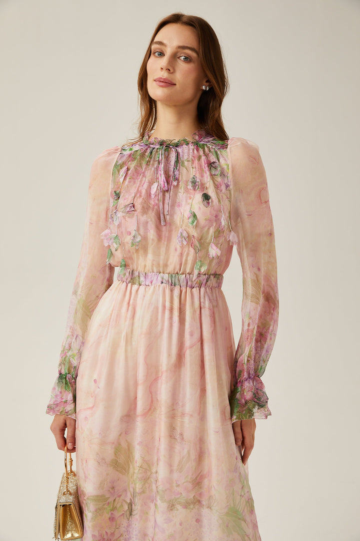 Avellia Flora Cinched-Waist Midi Dress