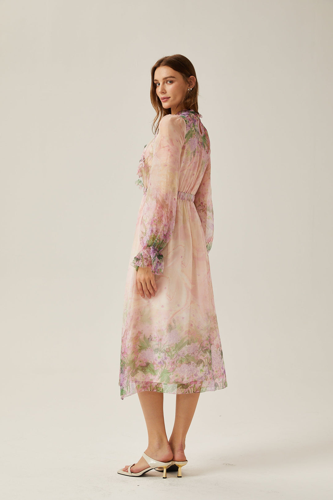 Avellia Flora Cinched-Waist Midi Dress