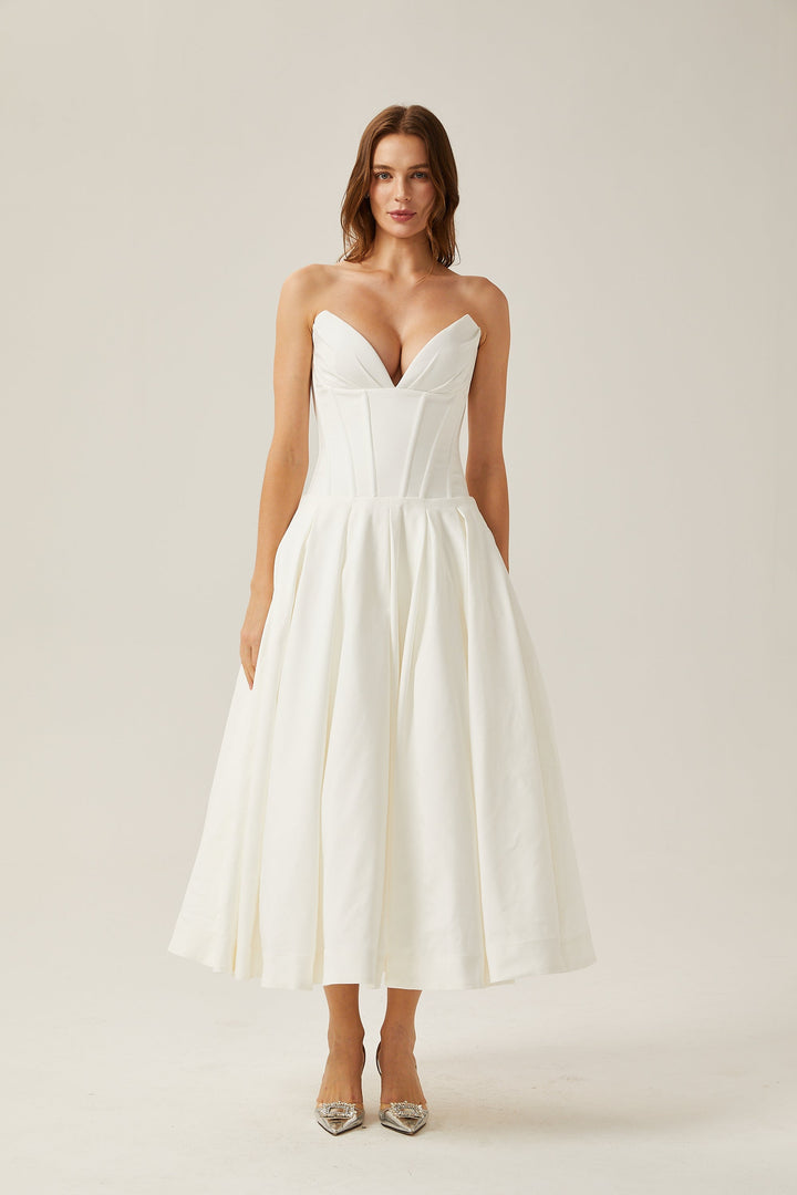 Avellia Katherine Ivory Elegance Midi Dress