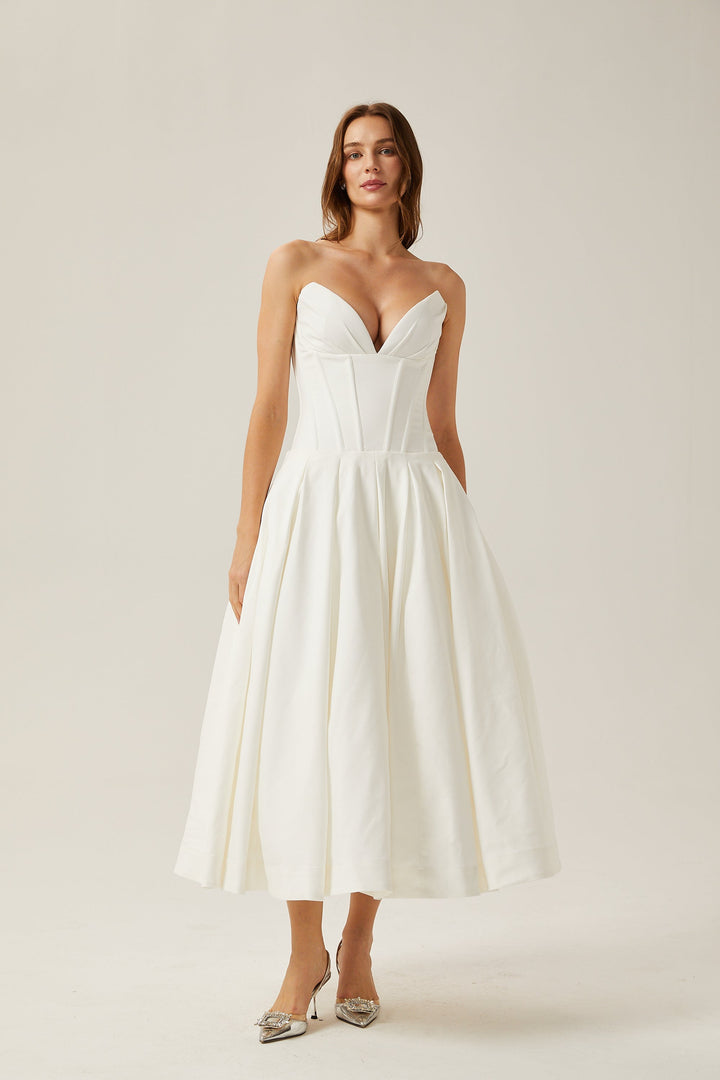 Avellia Katherine Ivory Elegance Midi Dress
