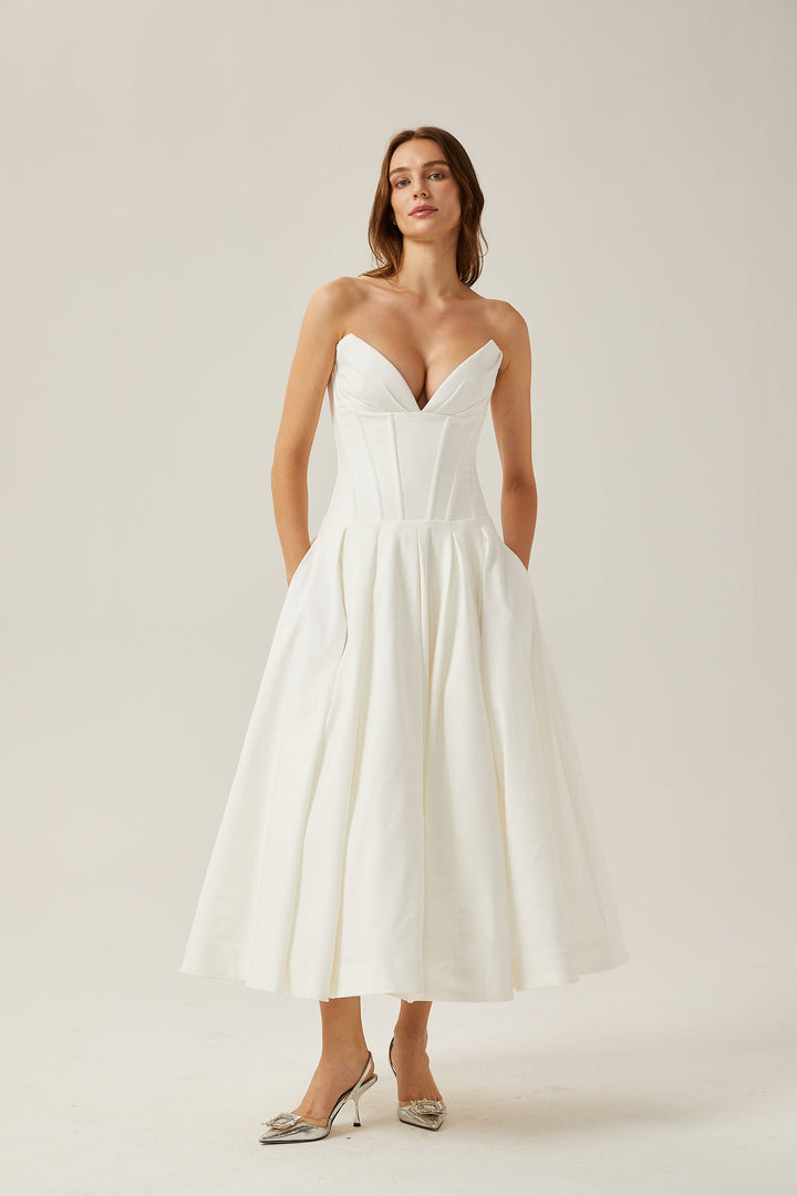 Avellia Katherine Ivory Elegance Midi Dress