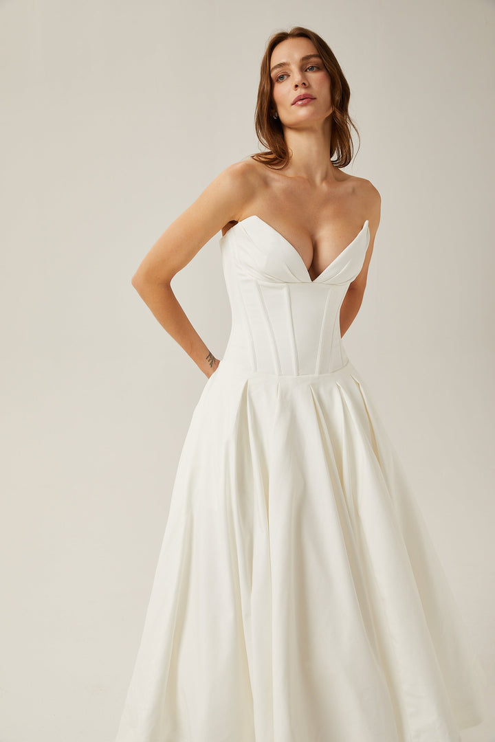Avellia Katherine Ivory Elegance Midi Dress