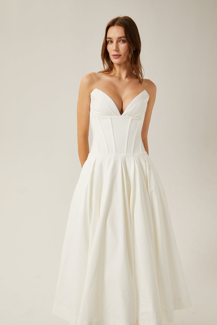 Avellia Katherine Ivory Elegance Midi Dress