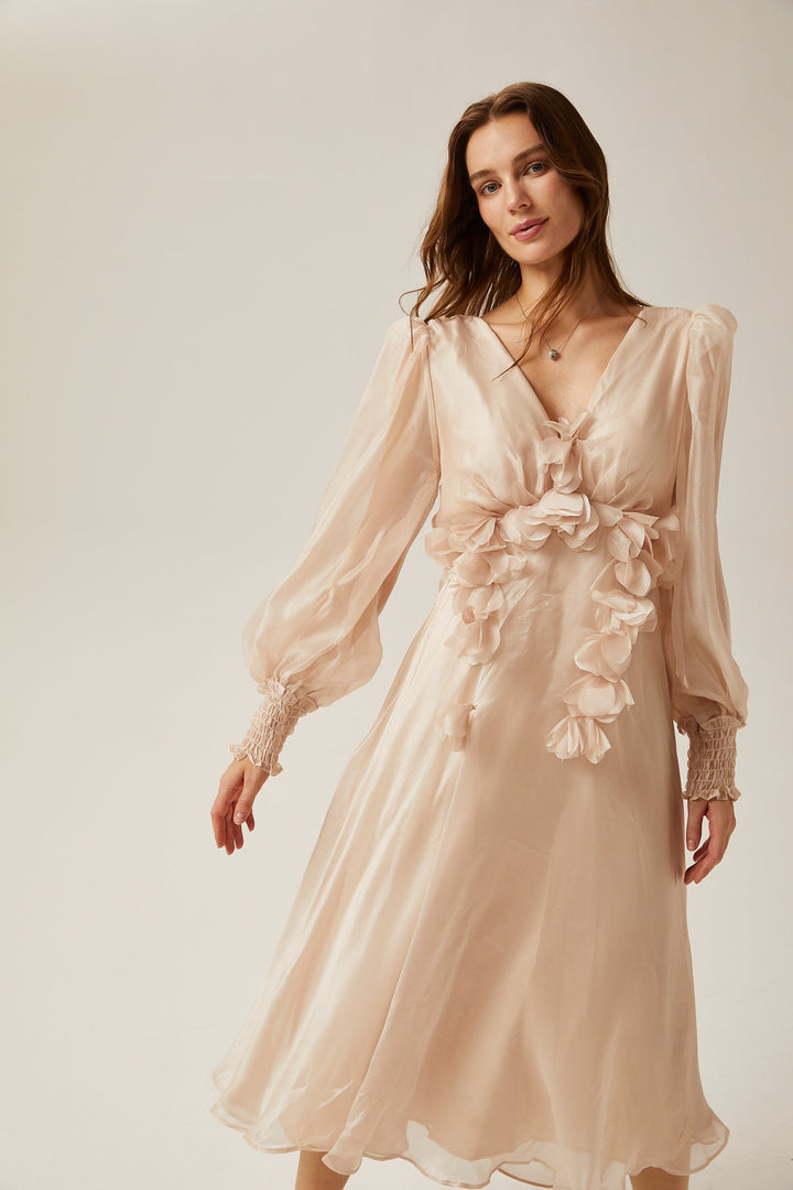 Avellia Faye Faux-Floral Embellished Midi Dress