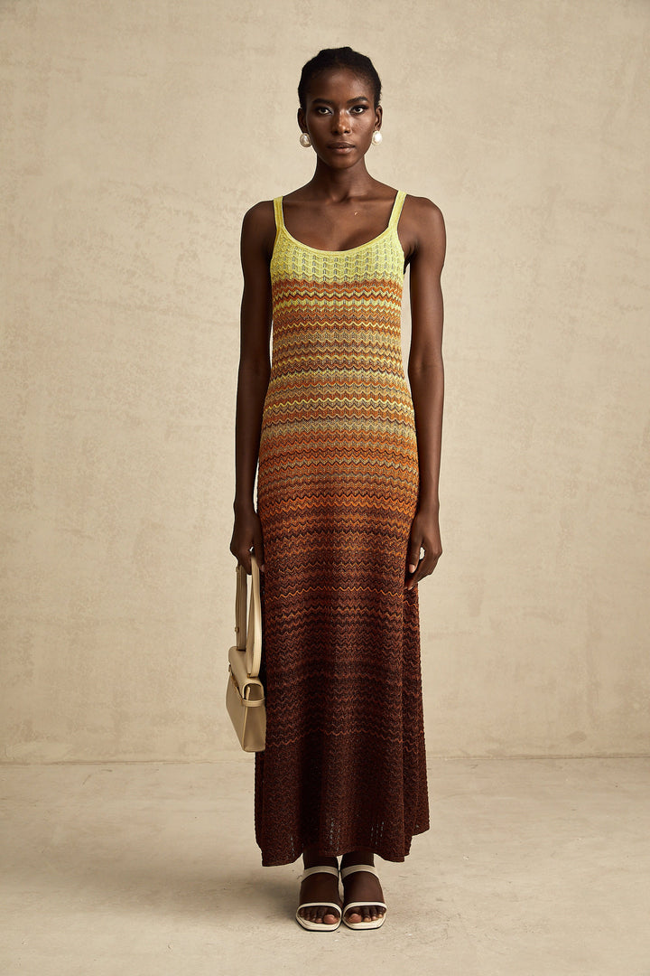 Avellia Aurora Gradient Knitted Maxi Dress