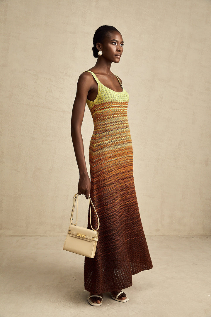 Avellia Aurora Gradient Knitted Maxi Dress