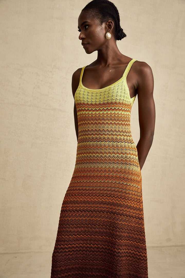 Avellia Aurora Gradient Knitted Maxi Dress