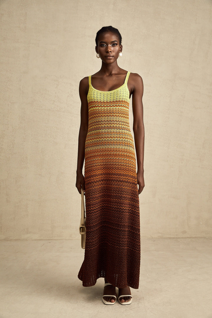 Avellia Aurora Gradient Knitted Maxi Dress