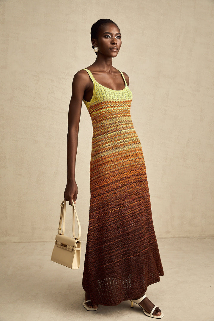 Avellia Aurora Gradient Knitted Maxi Dress