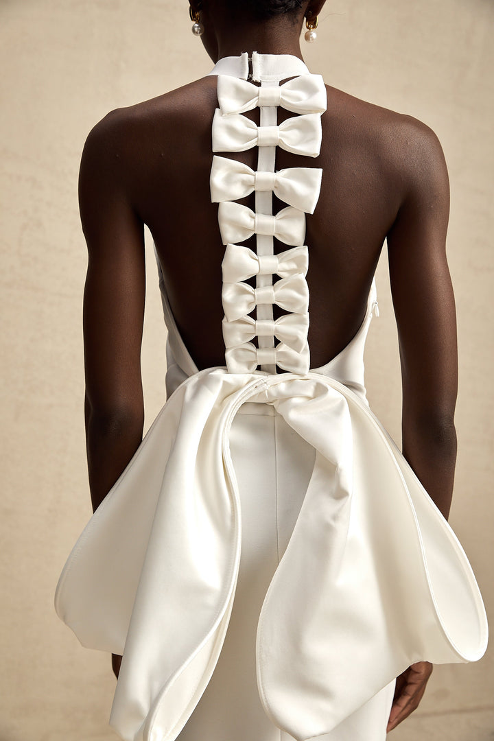 Avellia Capucine Ivory Bow Bandage Dress